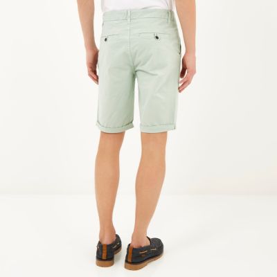 Mint green slim chino shorts